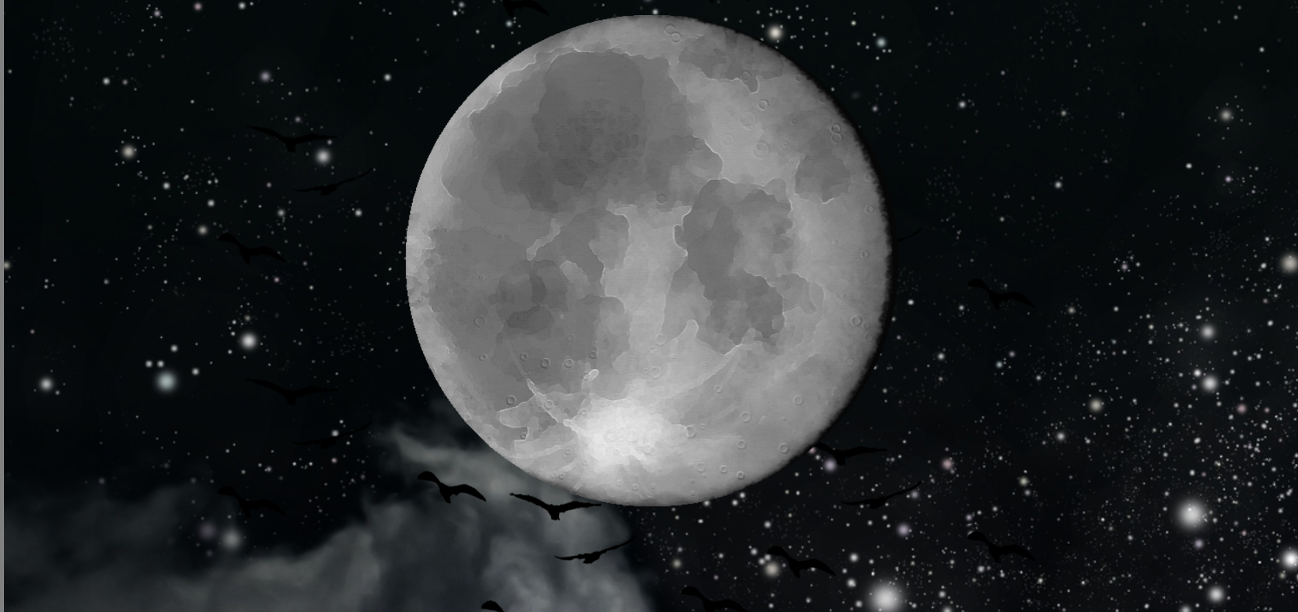 moon in night with parallax effect